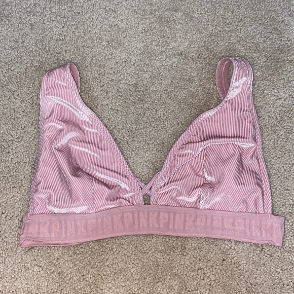Pink Crushed Velvet Bralette - Picture 1 of 3